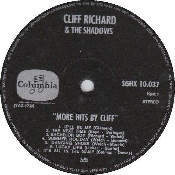 Cliff Richard & The Shadows : More Hits  By Cliff (LP, Comp)