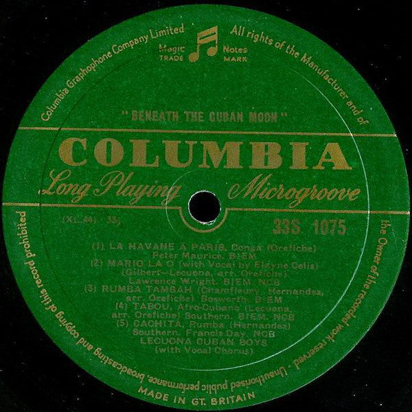 Lecuona Cuban Boys : Beneath The Cuban Moon (10", Mono)