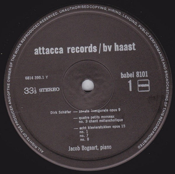Jacob Bogaart : Nederlandse Pianomuziek Rond 1900 (LP)
