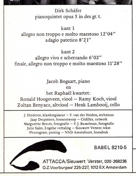 Dirk Schäfer : Pianoquintet Opus 5 (1901) (LP, Album)
