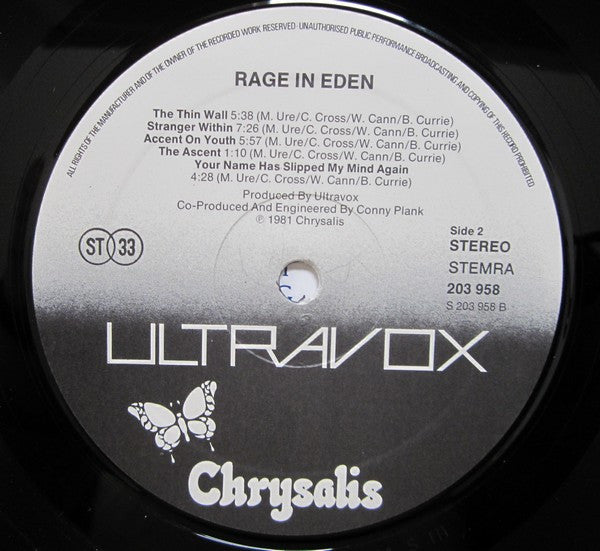 Ultravox : Rage In Eden (LP, Album)