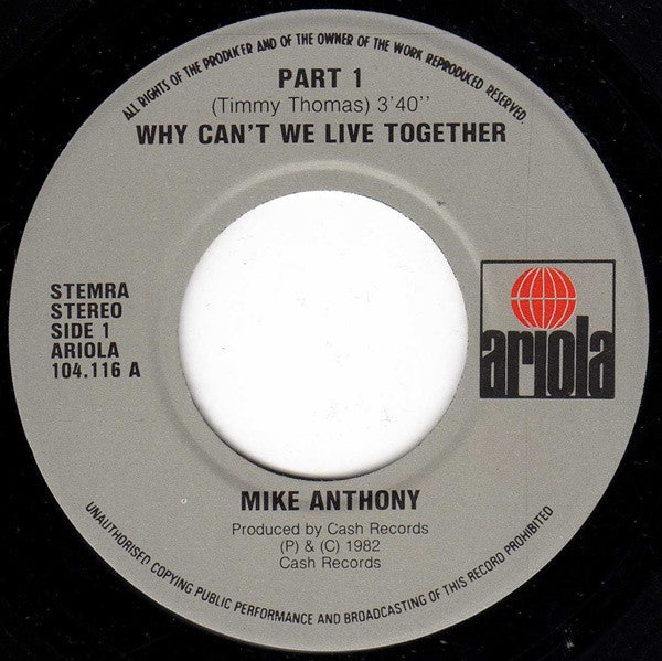 Mike Anthony : Why Can't We Live Together... ★New Version★ (7", Single)