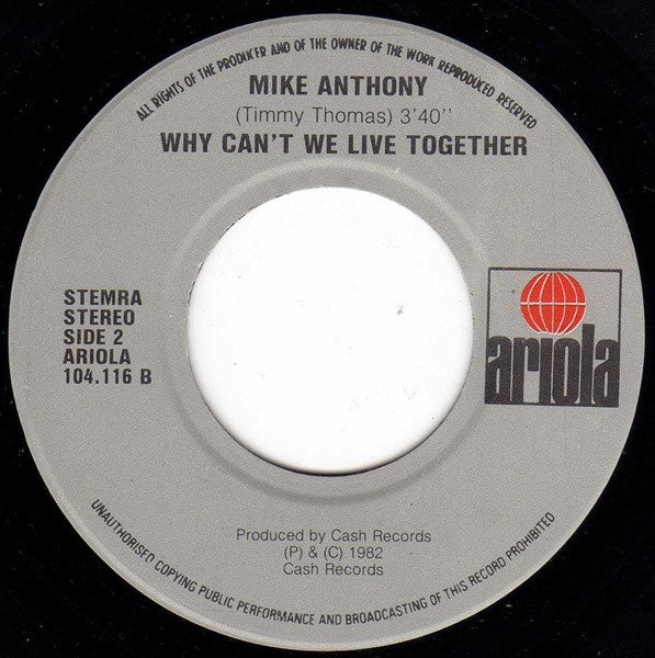 Mike Anthony : Why Can't We Live Together... ★New Version★ (7", Single)