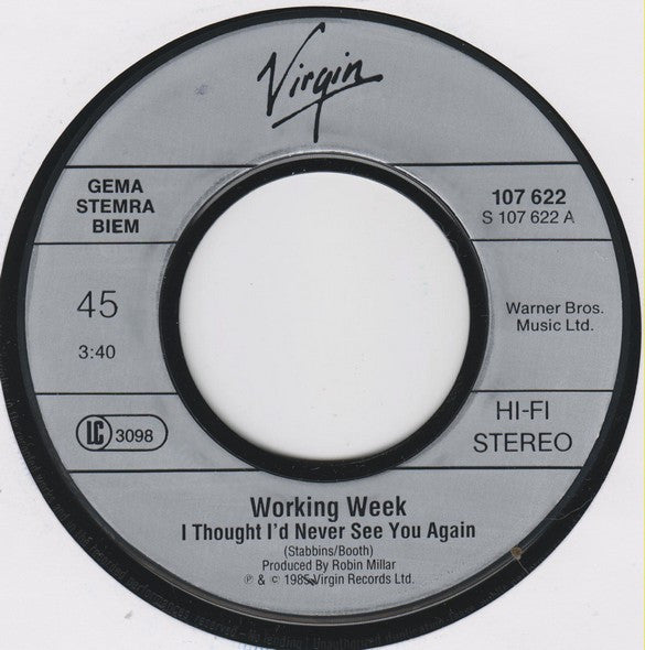 Working Week : I Thought I'd Never See You Again (7", Single)