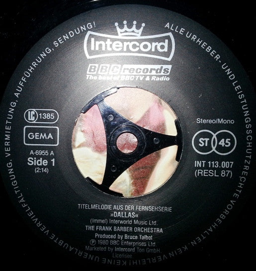 The Frank Barber Orchestra : Dallas (7", Single, RE)