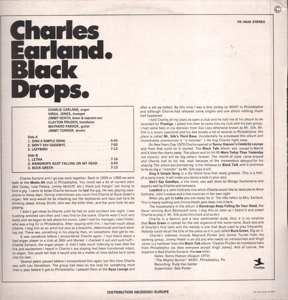 Charles Earland : Black Drops (LP, Album, RE)