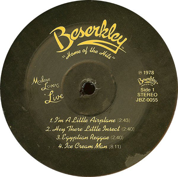 Jonathan Richman & The Modern Lovers : 'Live' (LP, Album)