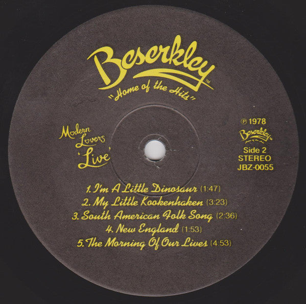 Jonathan Richman & The Modern Lovers : 'Live' (LP, Album)