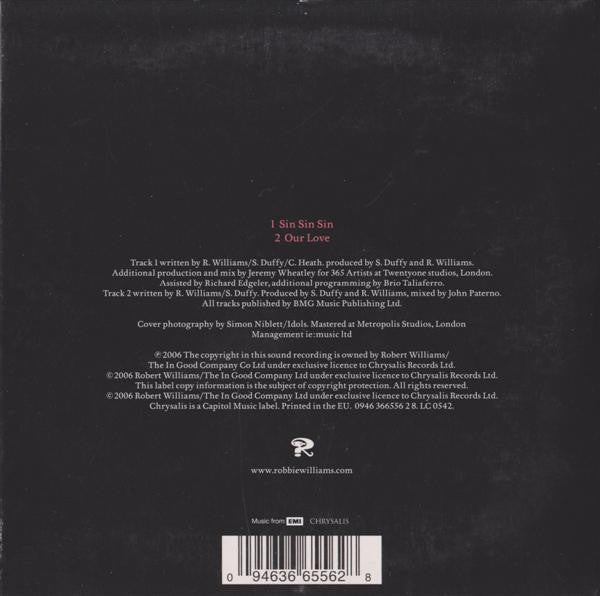 Robbie Williams : Sin Sin Sin (CD, Single)