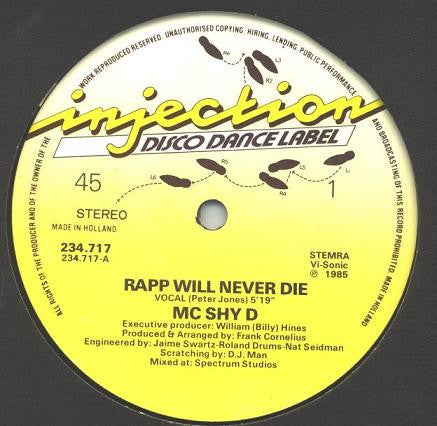 MC Shy D : Rapp Will Never Die (12", Maxi)