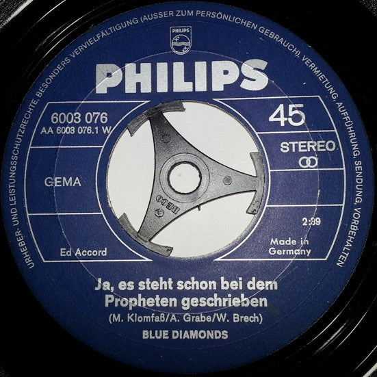 The Blue Diamonds : Ja, Es Steht Schon Bei Dem Propheten Geschrieben (7", Single)
