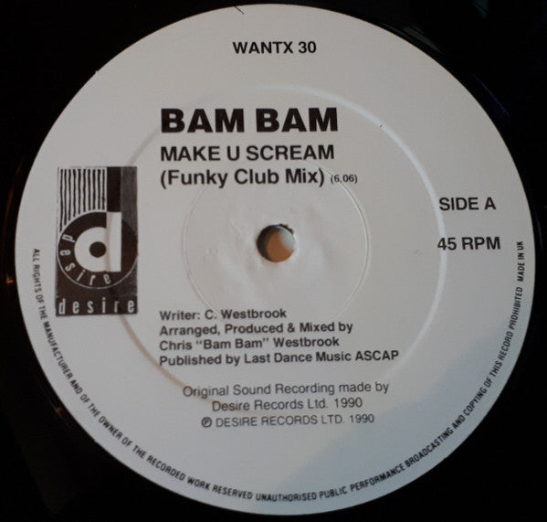 Bam Bam : Make U Scream (12")