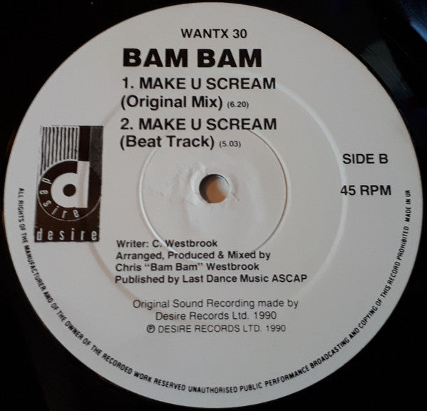 Bam Bam : Make U Scream (12")