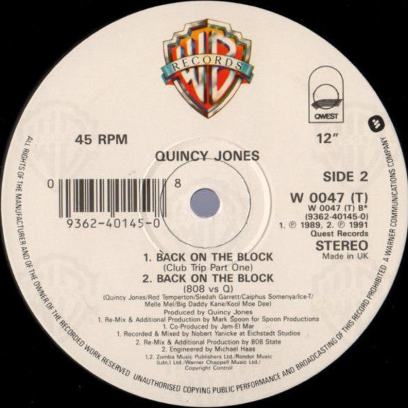 Quincy Jones : Back On The Block (12")