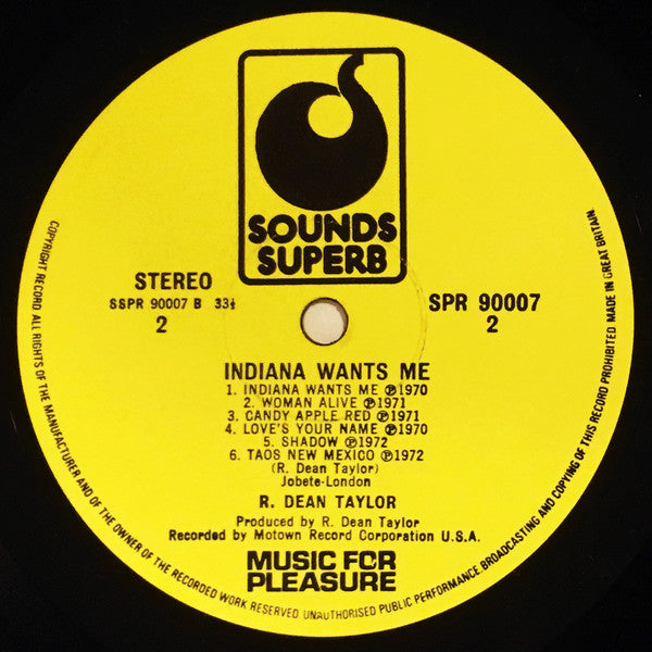 R. Dean Taylor : Indiana Wants Me (LP, Comp)