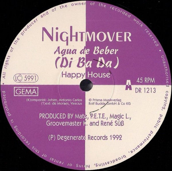 Nightmover : Agua De Beber (Di Ba Da) (12")