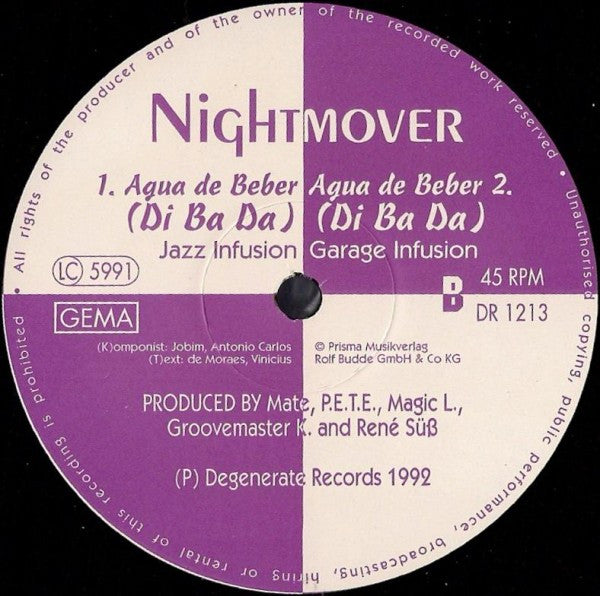 Nightmover : Agua De Beber (Di Ba Da) (12")