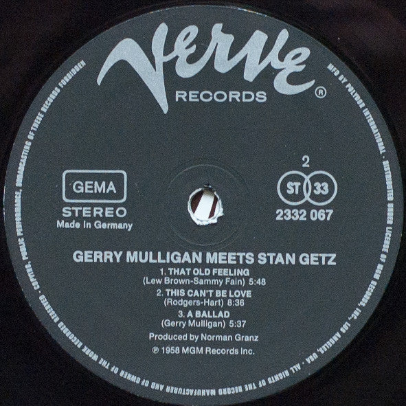 Gerry Mulligan Meets Stan Getz : Gerry Mulligan Meets Stan Getz (LP, Album, RE)