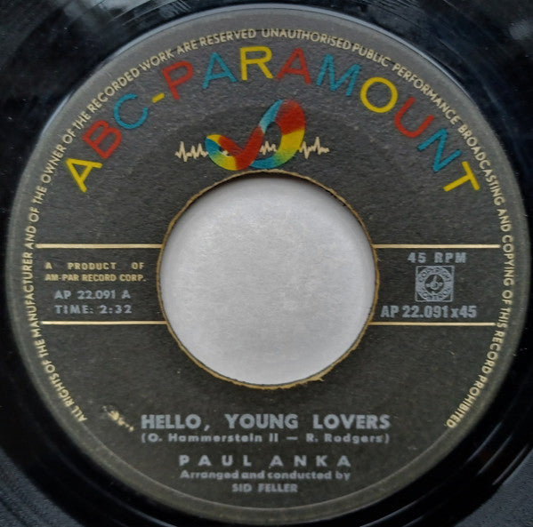 Paul Anka : Hello, Young Lovers / I Love You In The Same Old Way (7", Single)