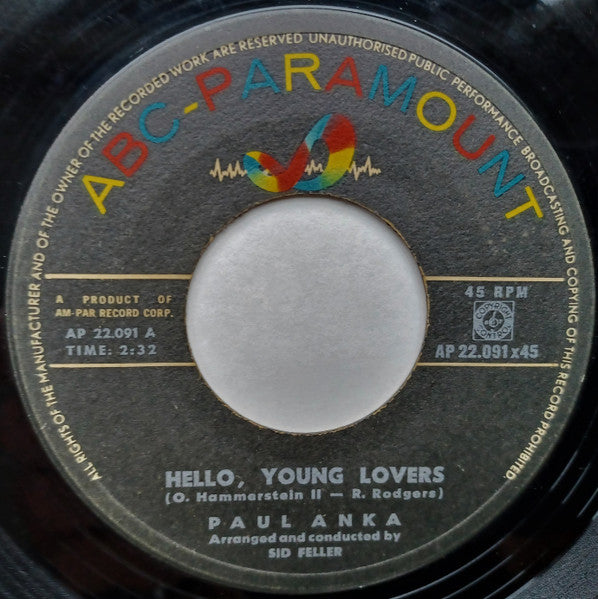 Paul Anka : Hello, Young Lovers / I Love You In The Same Old Way (7", Single)