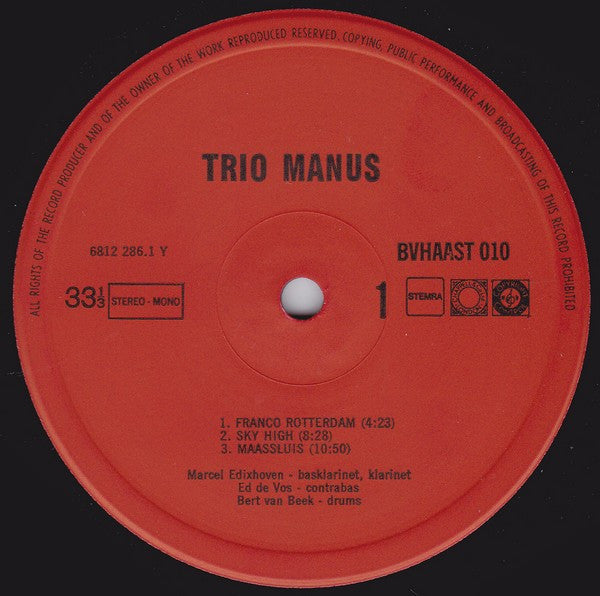 Trio Manus : Trio Manus (LP, RM)