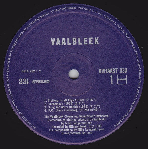 Vaalbleek Cleansing Department Orchestra : Vaalbleek (LP, Album)