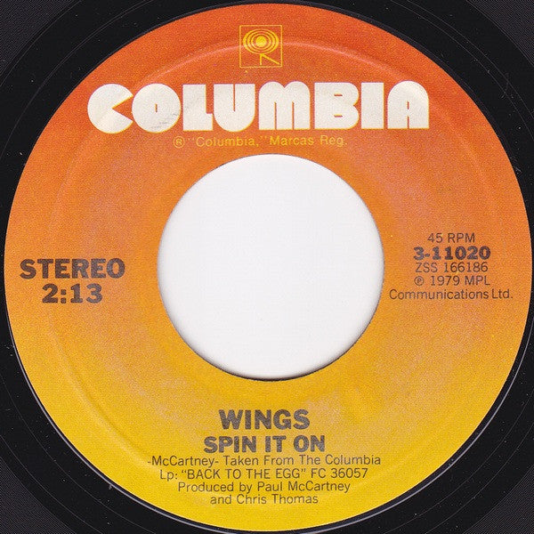 Wings (2) : Getting Closer (7", Single, Styrene, Pit)