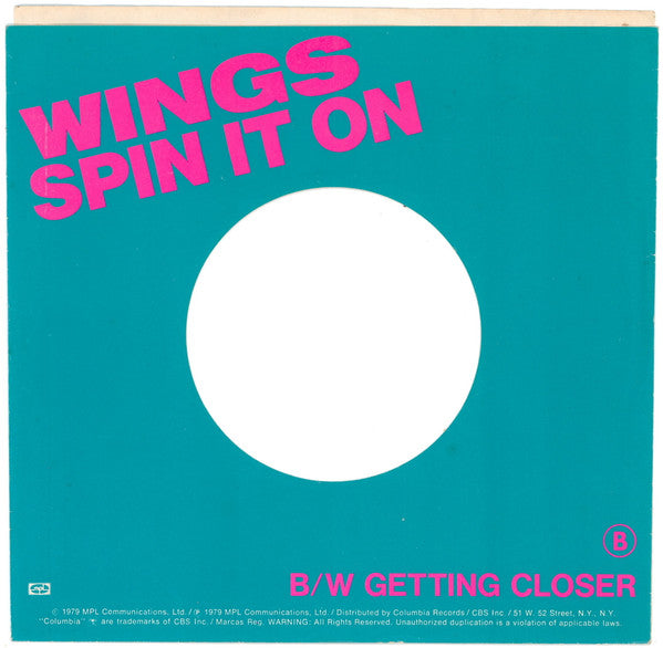 Wings (2) : Getting Closer (7", Single, Styrene, Pit)