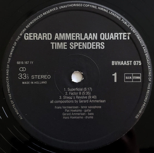 Gerard Ammerlaan Quartet : Time Spenders (LP, Album)