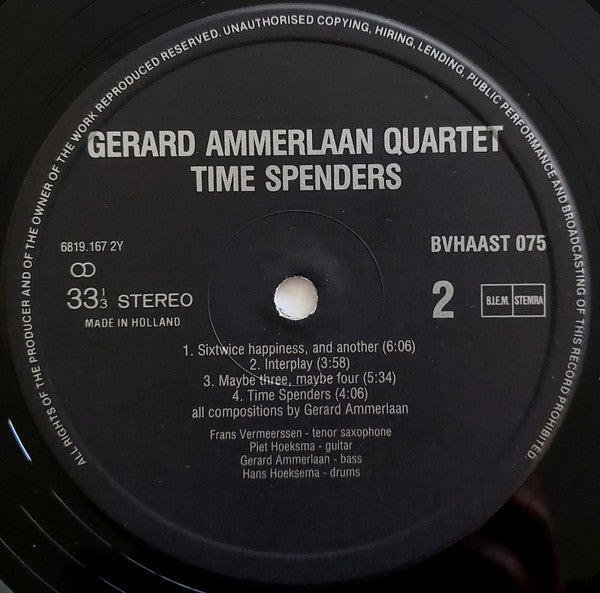 Gerard Ammerlaan Quartet : Time Spenders (LP, Album)