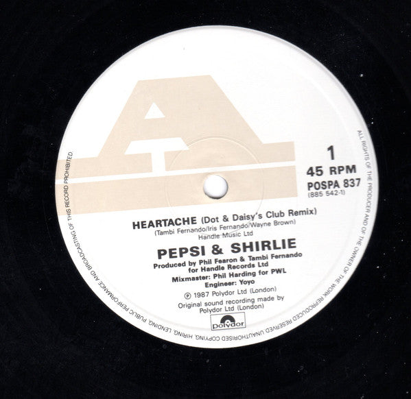 Pepsi & Shirlie : Heartache (Dot & Daisy's Club Remix) (12")