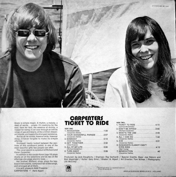 Carpenters : Ticket To Ride (LP, Album, RE)