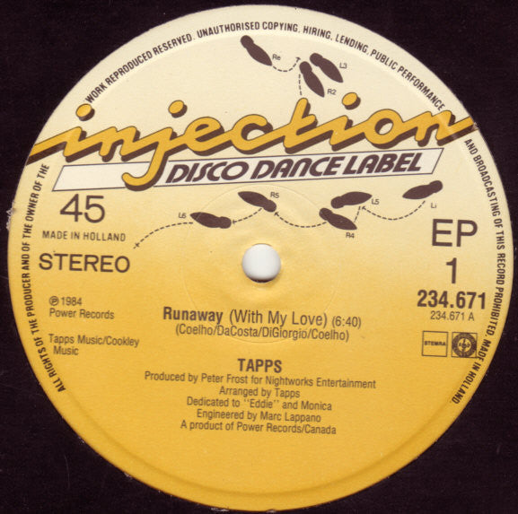 Tapps : Runaway (With My Love) (12", Maxi)