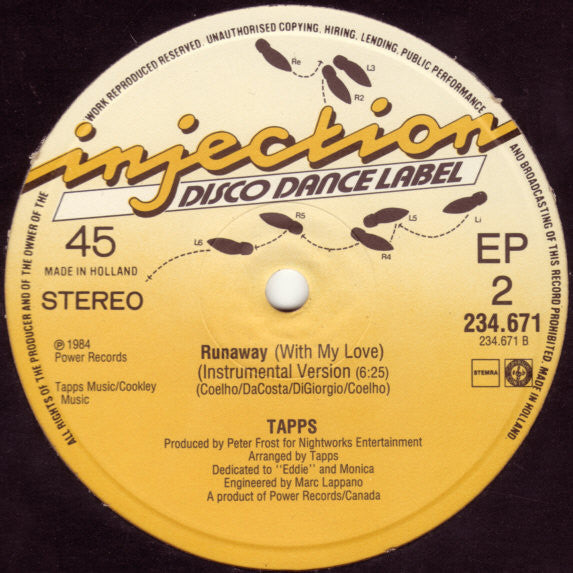 Tapps : Runaway (With My Love) (12", Maxi)
