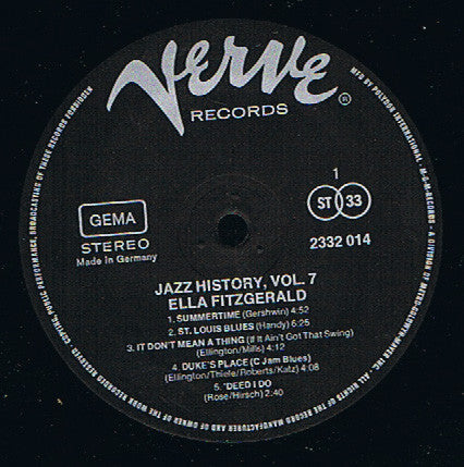 Ella Fitzgerald : Jazz History - Ella Fitzgerald, Vol. 7 (2xLP, Comp, RE, Gat)