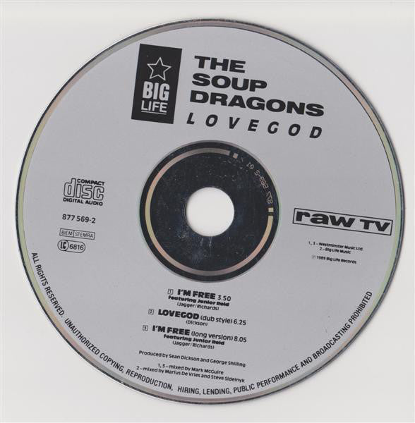 The Soup Dragons : I'm Free (CD, Single)