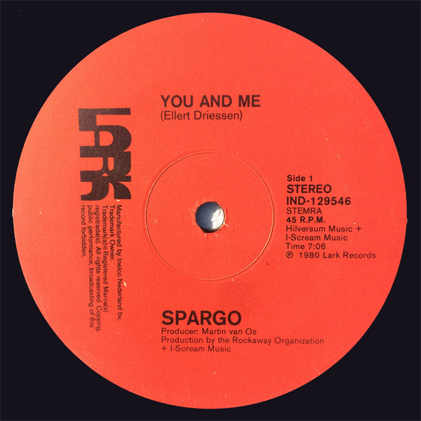Spargo : You And Me (Special 12" Disco Mix)  (12")