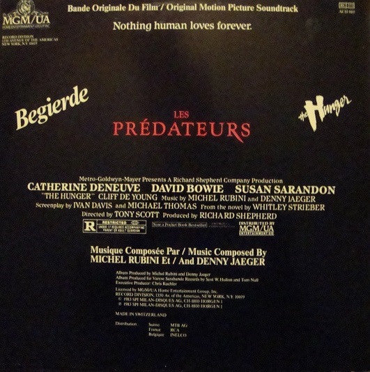 Michel Rubini & Denny Jaeger : The Hunger (Original Motion Picture Soundtrack) (LP, Album)