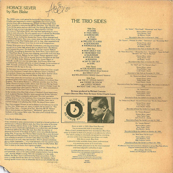 Horace Silver : The Trio Sides (2xLP, Album, Comp, Mono, Gat)