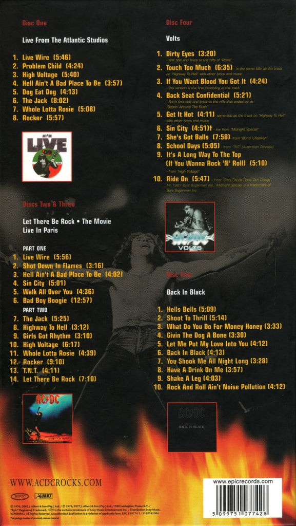 AC/DC : Bonfire (Box, Comp, RE, RM + CD, RE + 2xCD + CD, Comp + CD,)