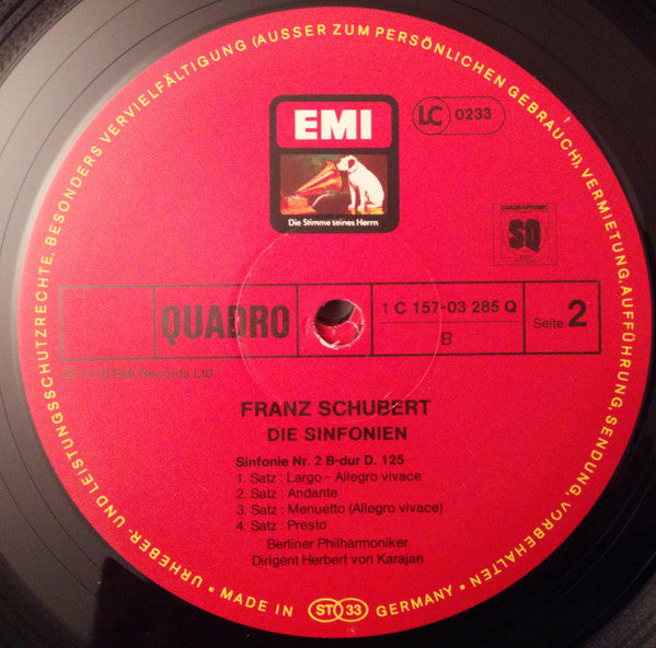 Schubert* • Karajan*, Berliner Philharmoniker : Sämtliche Sinfonien (5xLP, Quad + Box)
