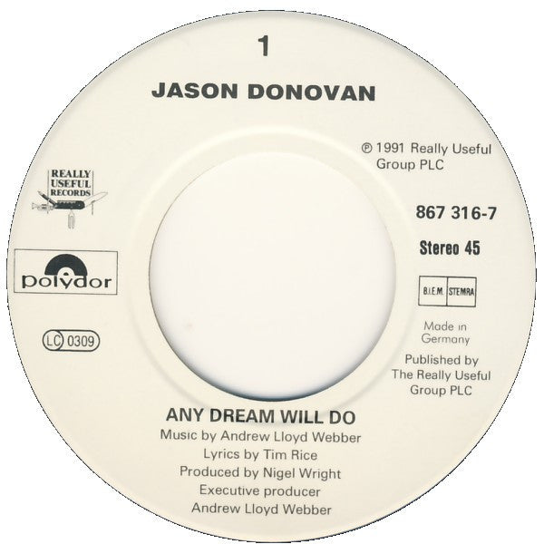 Jason Donovan : Any Dream Will Do (7", Single)