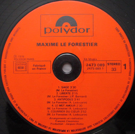 Maxime Le Forestier : N° 5 (LP, Album, RP, Gat)