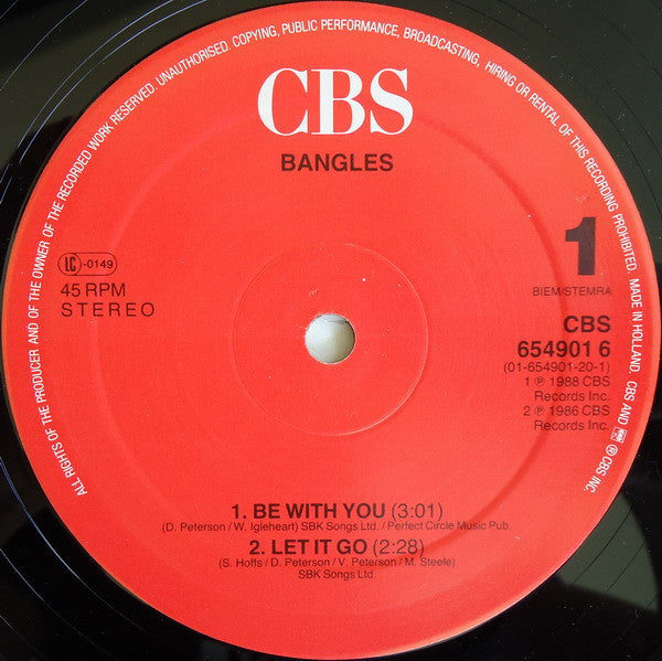 Bangles : Be With You (12", Maxi)