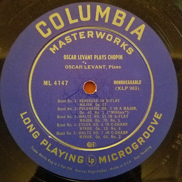 Oscar Levant : Oscar Levant Plays Chopin (LP)