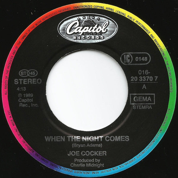 Joe Cocker : When The Night Comes (7", Single)
