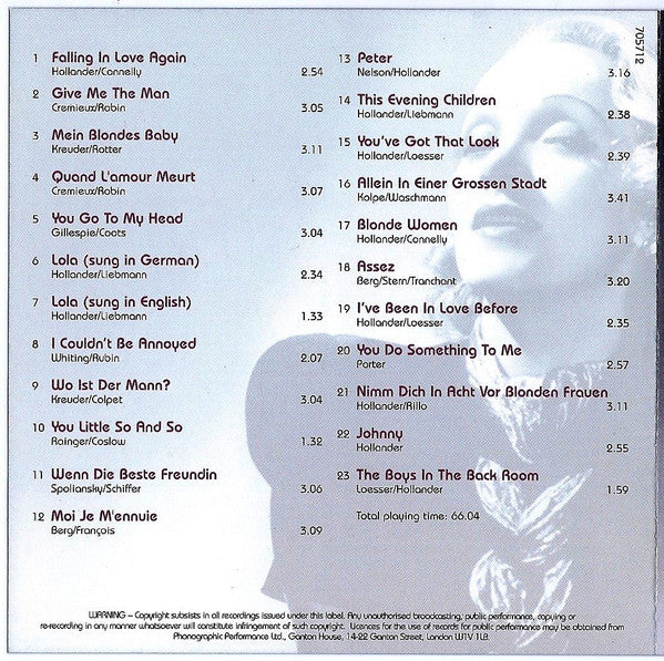 Marlene Dietrich : Falling In Love Again (CD, Comp, Mono, RE)