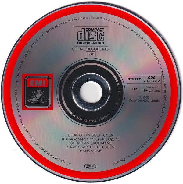 Ludwig van Beethoven, Christian Zacharias, Staatskapelle Dresden, Hans Vonk : Klavierkonzert = Piano Concerto = Concerto Pour Piano No. 5 Op. 73 (CD)