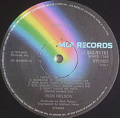 Rick Nelson & The Stone Canyon Band : Windfall (LP, Album)