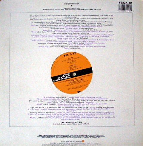 The Style Council : It Didn't Matter (12", Single, Die)
